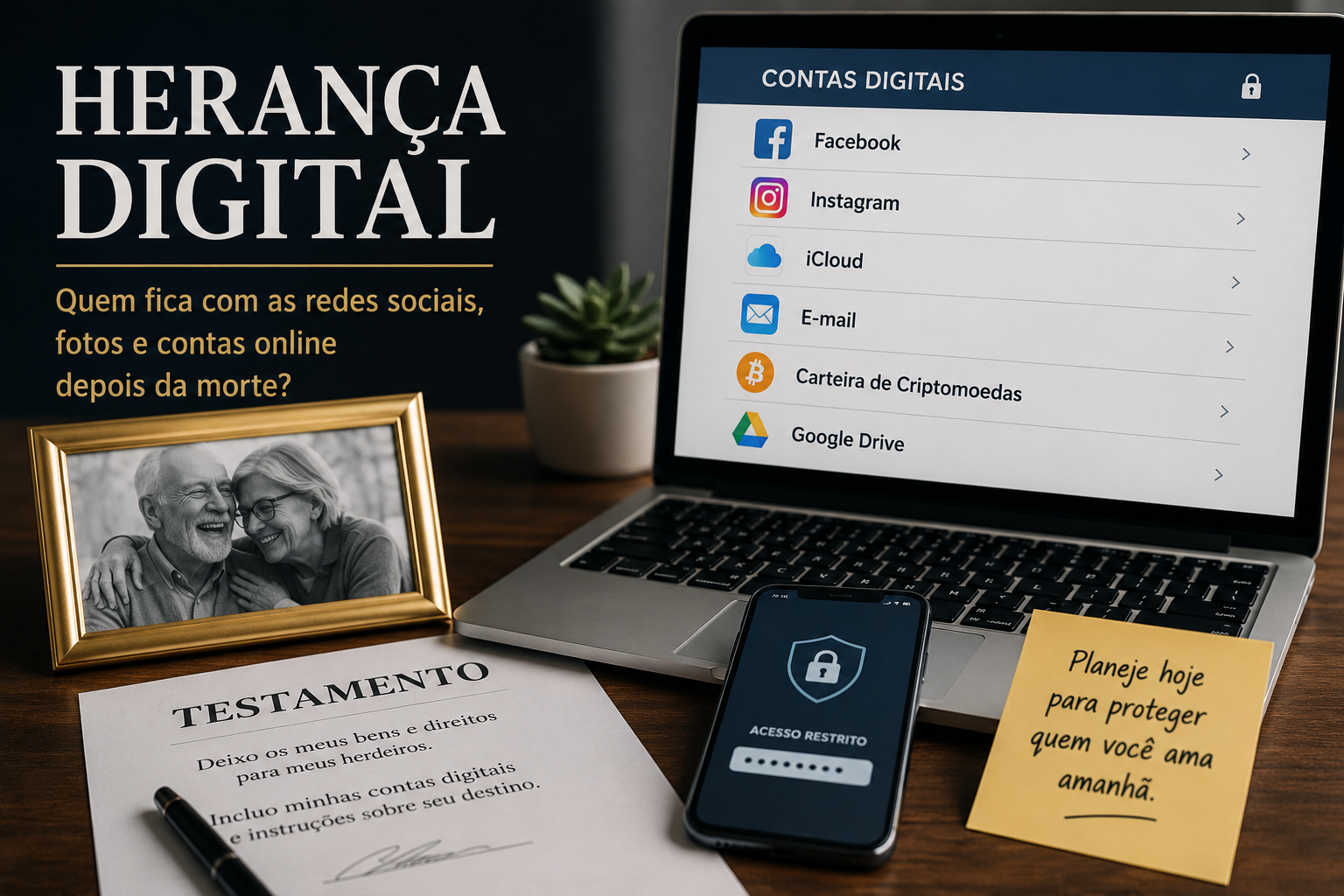 Herança Digital: Quem Fica Com as Redes Sociais, Fotos e Contas Online Depois da Morte?